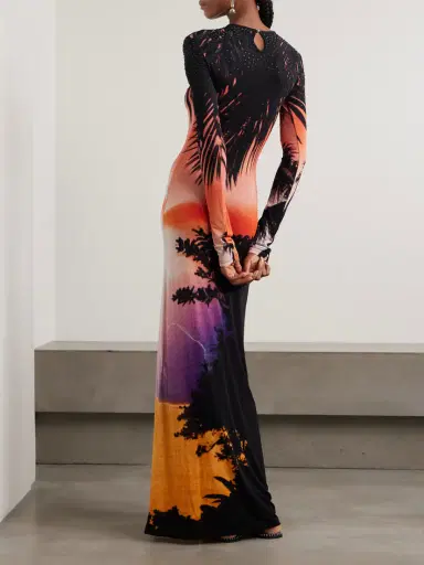 Rabanne Crystal-embellished Printed Stretch-jersey Midi Dress | Thumbnail 3 Rabanne Crystal-embellished Printed Stretch-jersey Midi Dress | Thumbnail 3