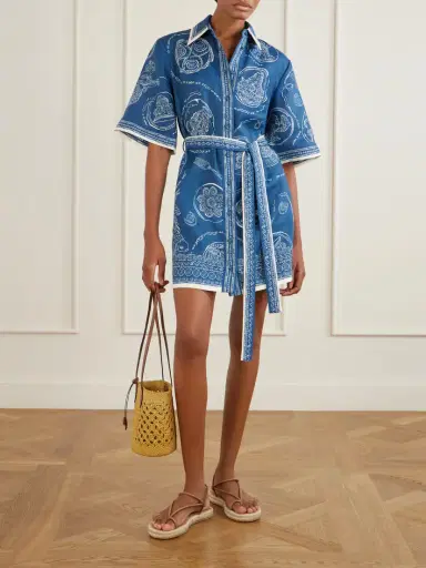 ALÉMAIS Lucky Belted Printed Linen Mini Dress | Thumbnail 2 ALÉMAIS Lucky Belted Printed Linen Mini Dress | Thumbnail 2
