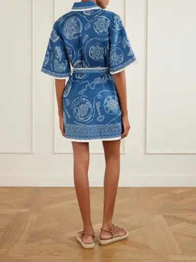 ALÉMAIS Lucky Belted Printed Linen Mini Dress | Thumbnail 3 ALÉMAIS Lucky Belted Printed Linen Mini Dress | Thumbnail 3