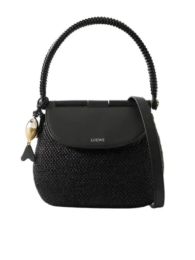 Loewe + Paula's Ibiza Pescador Medium Embellished Leather-trimmed Raffia Shoulder Bag | Thumbnail 1 Loewe + Paula's Ibiza Pescador Medium Embellished Leather-trimmed Raffia Shoulder Bag | Thumbnail 1