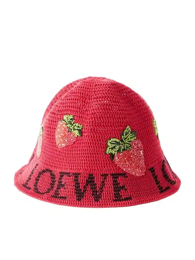 Loewe + Paula's Ibiza Strawberry Embellished Cotton Bucket Hat | Thumbnail 1 Loewe + Paula's Ibiza Strawberry Embellished Cotton Bucket Hat | Thumbnail 1