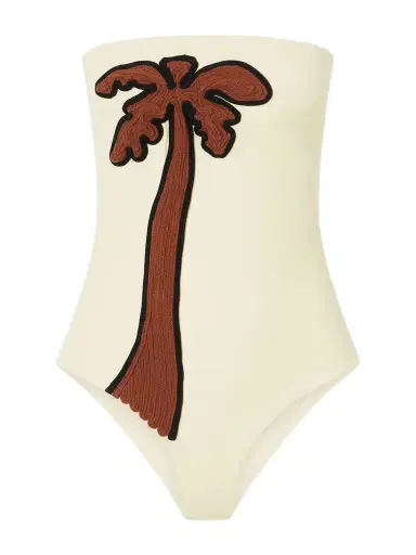 Johanna Ortiz Palm Appliquéd Strapless Swimsuit | Thumbnail 1 Johanna Ortiz Palm Appliquéd Strapless Swimsuit | Thumbnail 1