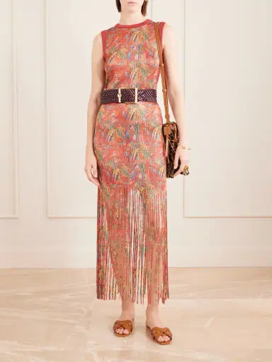 Etro Belted Fringed Jacquard-knit Midi Dress | Thumbnail 2 Etro Belted Fringed Jacquard-knit Midi Dress | Thumbnail 2