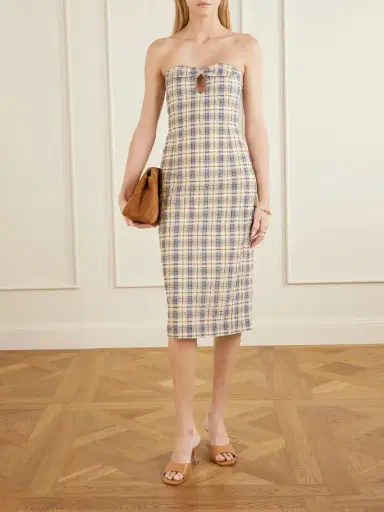 BERNADETTE Bow-embellished Checked Seersucker Midi Dress | Thumbnail 2 BERNADETTE Bow-embellished Checked Seersucker Midi Dress | Thumbnail 2