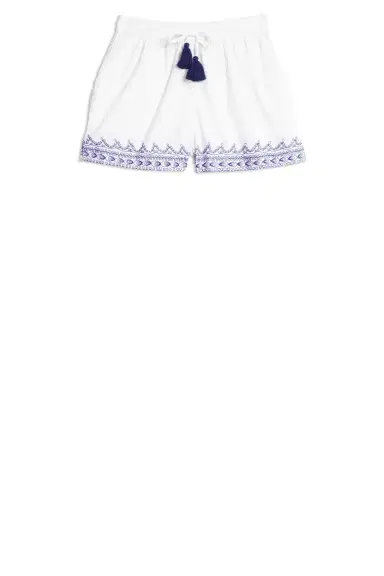 Emporio Sirenuse Milly Franco'S Shorts White Blue Emb | Thumbnail 1 Emporio Sirenuse Milly Franco'S Shorts White Blue Emb | Thumbnail 1