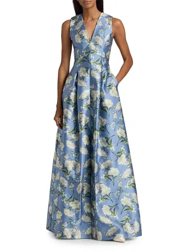 SACHIN BABI Women's Brooklynne Floral Mikado Gown - Twilight Gardens | Thumbnail 2 SACHIN BABI Women's Brooklynne Floral Mikado Gown - Twilight Gardens | Thumbnail 2