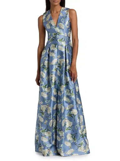 SACHIN BABI Women's Brooklynne Floral Mikado Gown - Twilight Gardens | Thumbnail 3 SACHIN BABI Women's Brooklynne Floral Mikado Gown - Twilight Gardens | Thumbnail 3