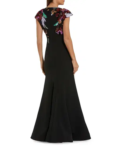 Mac Duggal Women's Floral Sequin-Embellished Crepe Mermaid Gown | Thumbnail 2 Mac Duggal Women's Floral Sequin-Embellished Crepe Mermaid Gown | Thumbnail 2