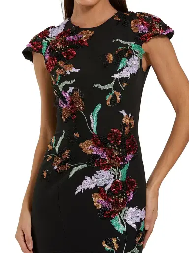Mac Duggal Women's Floral Sequin-Embellished Crepe Mermaid Gown | Thumbnail 3 Mac Duggal Women's Floral Sequin-Embellished Crepe Mermaid Gown | Thumbnail 3