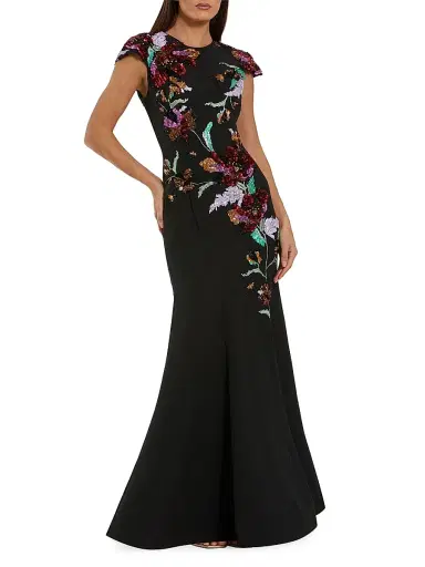 Mac Duggal Women's Floral Sequin-Embellished Crepe Mermaid Gown | Thumbnail 1 Mac Duggal Women's Floral Sequin-Embellished Crepe Mermaid Gown | Thumbnail 1