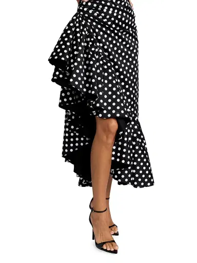 Mac Duggal Women's Asymmetric Ruffle Polka Dot Maxi Dress - Black | Thumbnail 3 Mac Duggal Women's Asymmetric Ruffle Polka Dot Maxi Dress - Black | Thumbnail 3