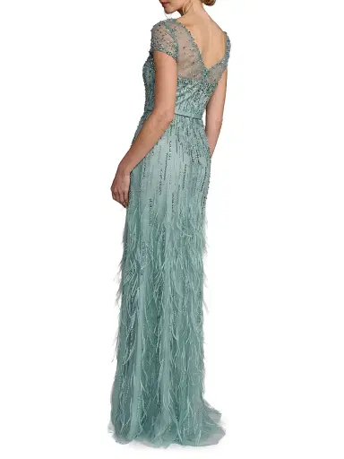 Mac Duggal Women's Embellished Illusion Mesh A-Line Gown - Seafoam - Size 16 | Thumbnail 2 Mac Duggal Women's Embellished Illusion Mesh A-Line Gown - Seafoam - Size 16 | Thumbnail 2