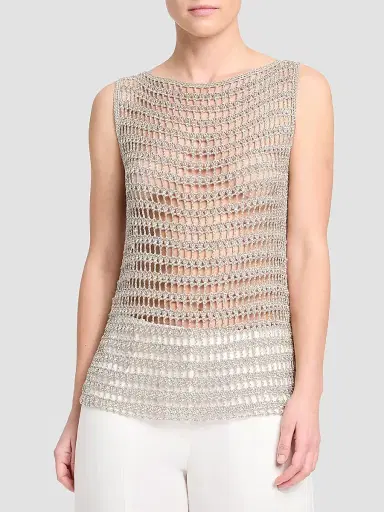 TWP Women's Cleo Metallic Crochet Tank - Sandshell | Thumbnail 3 TWP Women's Cleo Metallic Crochet Tank - Sandshell | Thumbnail 3
