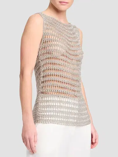 TWP Women's Cleo Metallic Crochet Tank - Sandshell | Thumbnail 4 TWP Women's Cleo Metallic Crochet Tank - Sandshell | Thumbnail 4