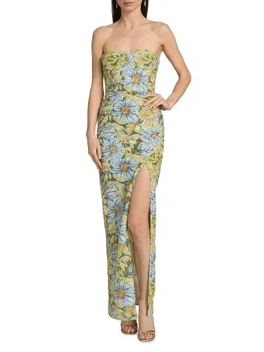 Bronx and Banco Women's Veronica Floral Sequined Strapless Maxi Dress - Yellow Multi | Thumbnail 3 Bronx and Banco Women's Veronica Floral Sequined Strapless Maxi Dress - Yellow Multi | Thumbnail 3