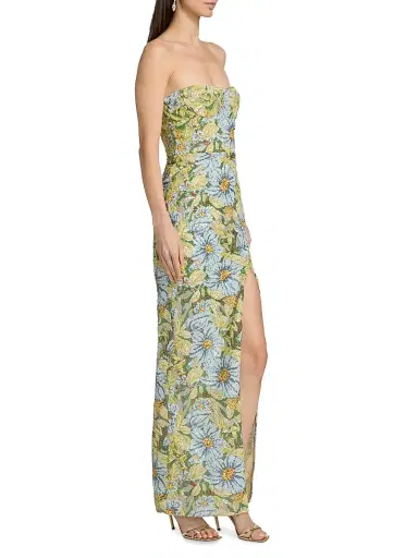 Bronx and Banco Women's Veronica Floral Sequined Strapless Maxi Dress - Yellow Multi | Thumbnail 4 Bronx and Banco Women's Veronica Floral Sequined Strapless Maxi Dress - Yellow Multi | Thumbnail 4