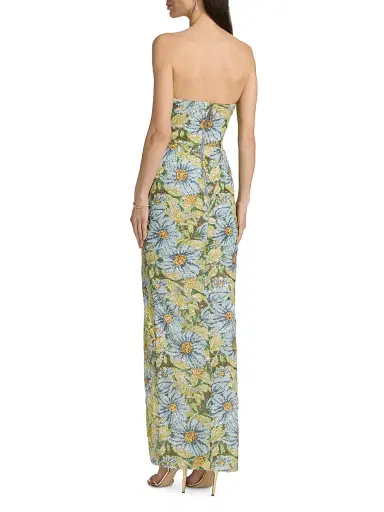 Bronx and Banco Women's Veronica Floral Sequined Strapless Maxi Dress - Yellow Multi | Thumbnail 5 Bronx and Banco Women's Veronica Floral Sequined Strapless Maxi Dress - Yellow Multi | Thumbnail 5