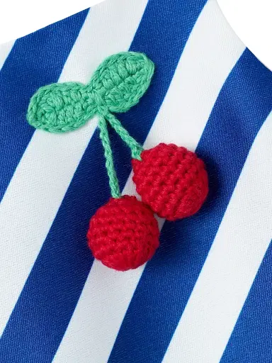 Self-Portrait Little Girl's & Girl's Striped Cherry-Detail Minidress - Navy Stripe | Thumbnail 3 Self-Portrait Little Girl's & Girl's Striped Cherry-Detail Minidress - Navy Stripe | Thumbnail 3