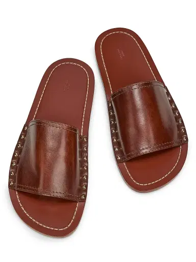 TOTEME Women's Stud-Trim Leather Slide Sandals - Sienna | Thumbnail 4 TOTEME Women's Stud-Trim Leather Slide Sandals - Sienna | Thumbnail 4