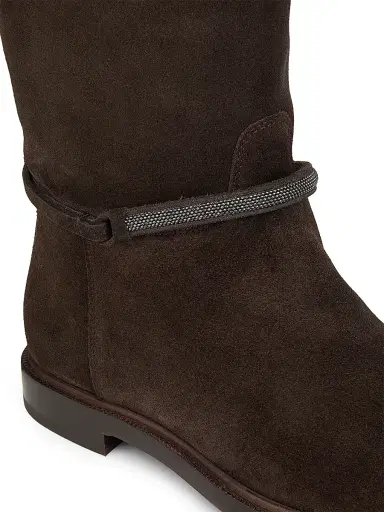Brunello Cucinelli Women's Monili-Beaded Suede Riding Boots - Pepper | Thumbnail 6 Brunello Cucinelli Women's Monili-Beaded Suede Riding Boots - Pepper | Thumbnail 6