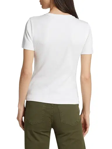 Veronica Beard Women's Pruitt Rib-Knit Cotton-Blend T-Shirt - White - Size XXS | Thumbnail 5 Veronica Beard Women's Pruitt Rib-Knit Cotton-Blend T-Shirt - White - Size XXS | Thumbnail 5