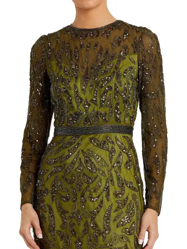 Mac Duggal Women's Illusion Sequin Gown - Olive - Size 20 | Thumbnail 4 Mac Duggal Women's Illusion Sequin Gown - Olive - Size 20 | Thumbnail 4
