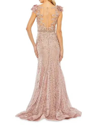 Mac Duggal Women's Beaded Lace Gown - Mocha | Thumbnail 3 Mac Duggal Women's Beaded Lace Gown - Mocha | Thumbnail 3