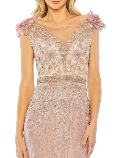 Mac Duggal Women's Beaded Lace Gown - Mocha | Thumbnail 4 Mac Duggal Women's Beaded Lace Gown - Mocha | Thumbnail 4