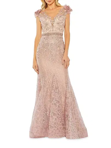 Mac Duggal Women's Beaded Lace Gown - Mocha | Thumbnail 1 Mac Duggal Women's Beaded Lace Gown - Mocha | Thumbnail 1