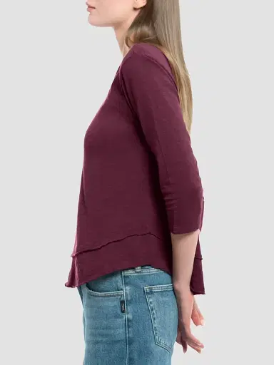 Wilt Women's Shrunken Crew-Neck Sleeve Mock Layer Tee - Dark Fig | Thumbnail 4 Wilt Women's Shrunken Crew-Neck Sleeve Mock Layer Tee - Dark Fig | Thumbnail 4