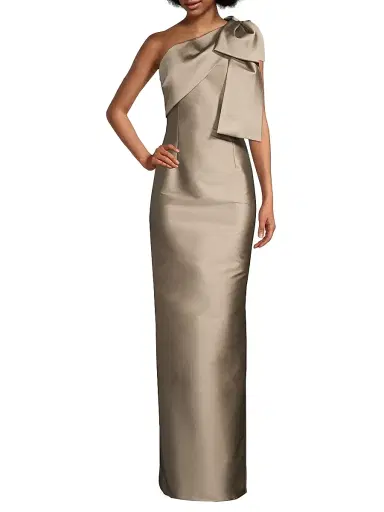 SACHIN BABI Women's Bonnie Satin One-Shoulder Gown - Pewter | Thumbnail 2 SACHIN BABI Women's Bonnie Satin One-Shoulder Gown - Pewter | Thumbnail 2