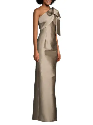SACHIN BABI Women's Bonnie Satin One-Shoulder Gown - Pewter | Thumbnail 4 SACHIN BABI Women's Bonnie Satin One-Shoulder Gown - Pewter | Thumbnail 4