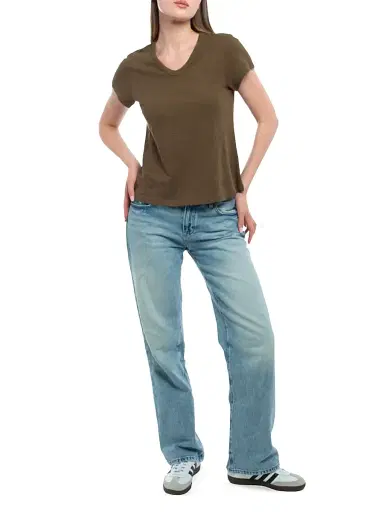 Wilt Women's V-Neck Short Sleeve Baby Baby Fit T-Shirt - Dark Olive | Thumbnail 2 Wilt Women's V-Neck Short Sleeve Baby Baby Fit T-Shirt - Dark Olive | Thumbnail 2
