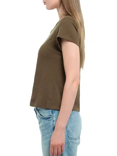 Wilt Women's V-Neck Short Sleeve Baby Baby Fit T-Shirt - Dark Olive | Thumbnail 5 Wilt Women's V-Neck Short Sleeve Baby Baby Fit T-Shirt - Dark Olive | Thumbnail 5