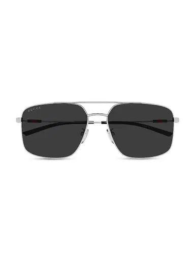 Gucci Men's Light Details 59MM Square Sunglasses - Silver Black | Thumbnail 2 Gucci Men's Light Details 59MM Square Sunglasses - Silver Black | Thumbnail 2