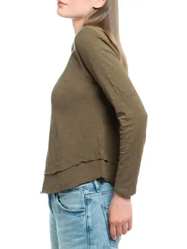 Wilt Women's Long Sleeve Mock Layer Tee - Dark Olive | Thumbnail 4 Wilt Women's Long Sleeve Mock Layer Tee - Dark Olive | Thumbnail 4