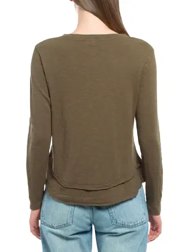 Wilt Women's Long Sleeve Mock Layer Tee - Dark Olive | Thumbnail 5 Wilt Women's Long Sleeve Mock Layer Tee - Dark Olive | Thumbnail 5
