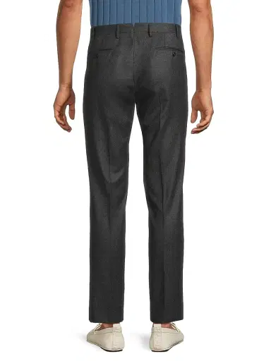 CORNELIANI Men's Wool Flannel Slim-Fit Trousers - Charcoal | Thumbnail 5 CORNELIANI Men's Wool Flannel Slim-Fit Trousers - Charcoal | Thumbnail 5