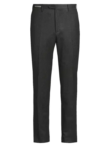 CORNELIANI Men's Wool Flannel Slim-Fit Trousers - Charcoal | Thumbnail 1 CORNELIANI Men's Wool Flannel Slim-Fit Trousers - Charcoal | Thumbnail 1