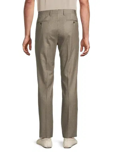 CORNELIANI Men's Wool Flannel Slim-Fit Trousers - Natural | Thumbnail 5 CORNELIANI Men's Wool Flannel Slim-Fit Trousers - Natural | Thumbnail 5