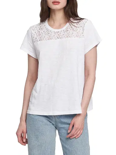 Wilt Women's Easy Crew Lace Yoke Tee - White | Thumbnail 2 Wilt Women's Easy Crew Lace Yoke Tee - White | Thumbnail 2