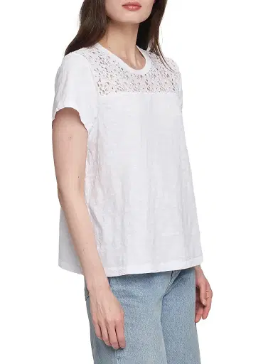 Wilt Women's Easy Crew Lace Yoke Tee - White | Thumbnail 5 Wilt Women's Easy Crew Lace Yoke Tee - White | Thumbnail 5