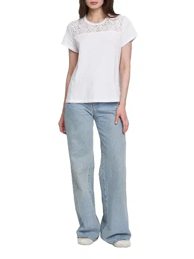 Wilt Women's Easy Crew Lace Yoke Tee - White | Thumbnail 6 Wilt Women's Easy Crew Lace Yoke Tee - White | Thumbnail 6