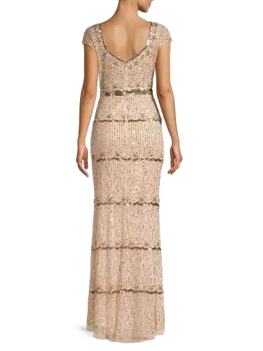Mac Duggal Women's Embellished Cap Sleeve Gown - Beige - Size 16 | Thumbnail 5 Mac Duggal Women's Embellished Cap Sleeve Gown - Beige - Size 16 | Thumbnail 5