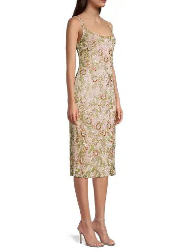 Mac Duggal Women's Floral Beaded Cocktail Sheath Dress - Beige Multi - Size 14 | Thumbnail 4 Mac Duggal Women's Floral Beaded Cocktail Sheath Dress - Beige Multi - Size 14 | Thumbnail 4