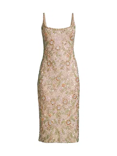 Mac Duggal Women's Floral Beaded Cocktail Sheath Dress - Beige Multi - Size 14 | Thumbnail 1 Mac Duggal Women's Floral Beaded Cocktail Sheath Dress - Beige Multi - Size 14 | Thumbnail 1