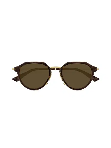 Bottega Veneta Men's Thing Triangle 50MM Round Sunglasses - Green Havana | Thumbnail 2 Bottega Veneta Men's Thing Triangle 50MM Round Sunglasses - Green Havana | Thumbnail 2