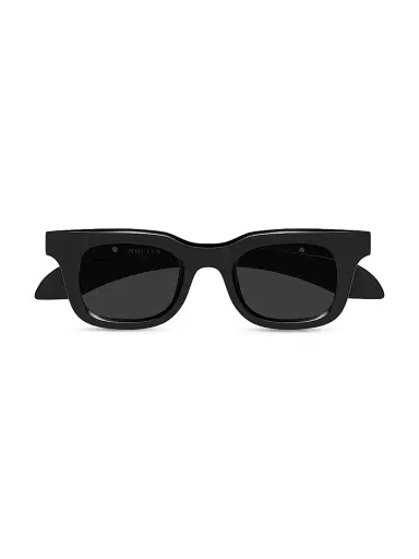 Alexander McQueen Men's Skull Hardware 46MM Square Sunglasses - Black | Thumbnail 2 Alexander McQueen Men's Skull Hardware 46MM Square Sunglasses - Black | Thumbnail 2