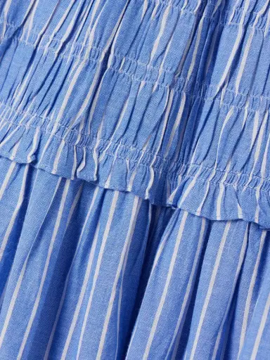 DÔEN Marianne Shirred Striped Cotton-poplin Midi Dress | Thumbnail 4 DÔEN Marianne Shirred Striped Cotton-poplin Midi Dress | Thumbnail 4