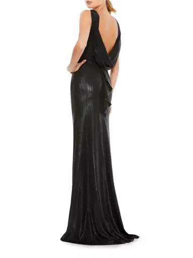 Mac Duggal Women's Metallic Cowlneck Mermaid Gown | Thumbnail 2 Mac Duggal Women's Metallic Cowlneck Mermaid Gown | Thumbnail 2